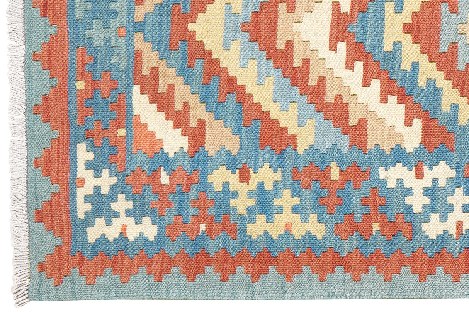 Kelim Gashgai — Handmade, 88x194 cm, Blue, 100% Virgin Wool | View 3
