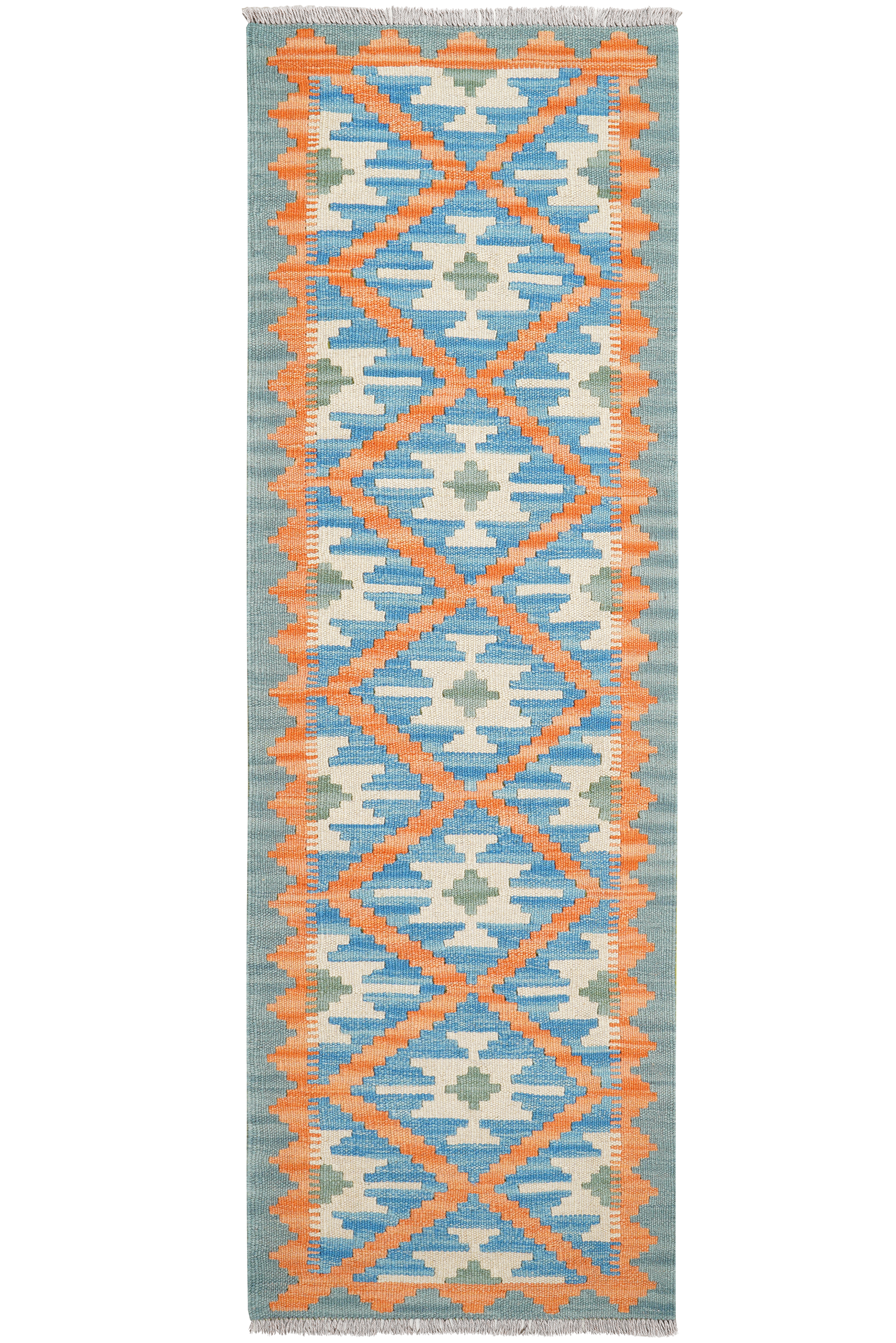 Kelim Gashgai — Handgefertigt, 191x63 cm, Grün, 100% Virgin Wool | Main view