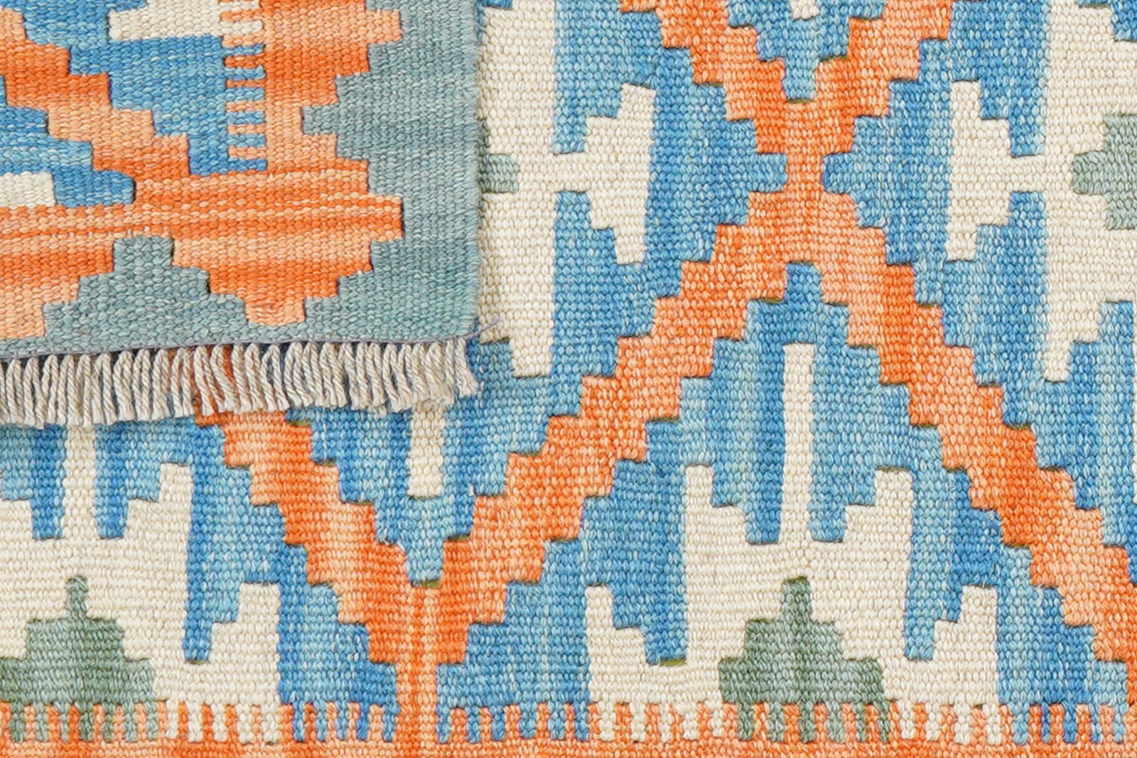 Kelim Gashgai — Handgefertigt, 191x63 cm, Grün, 100% Virgin Wool | View 7