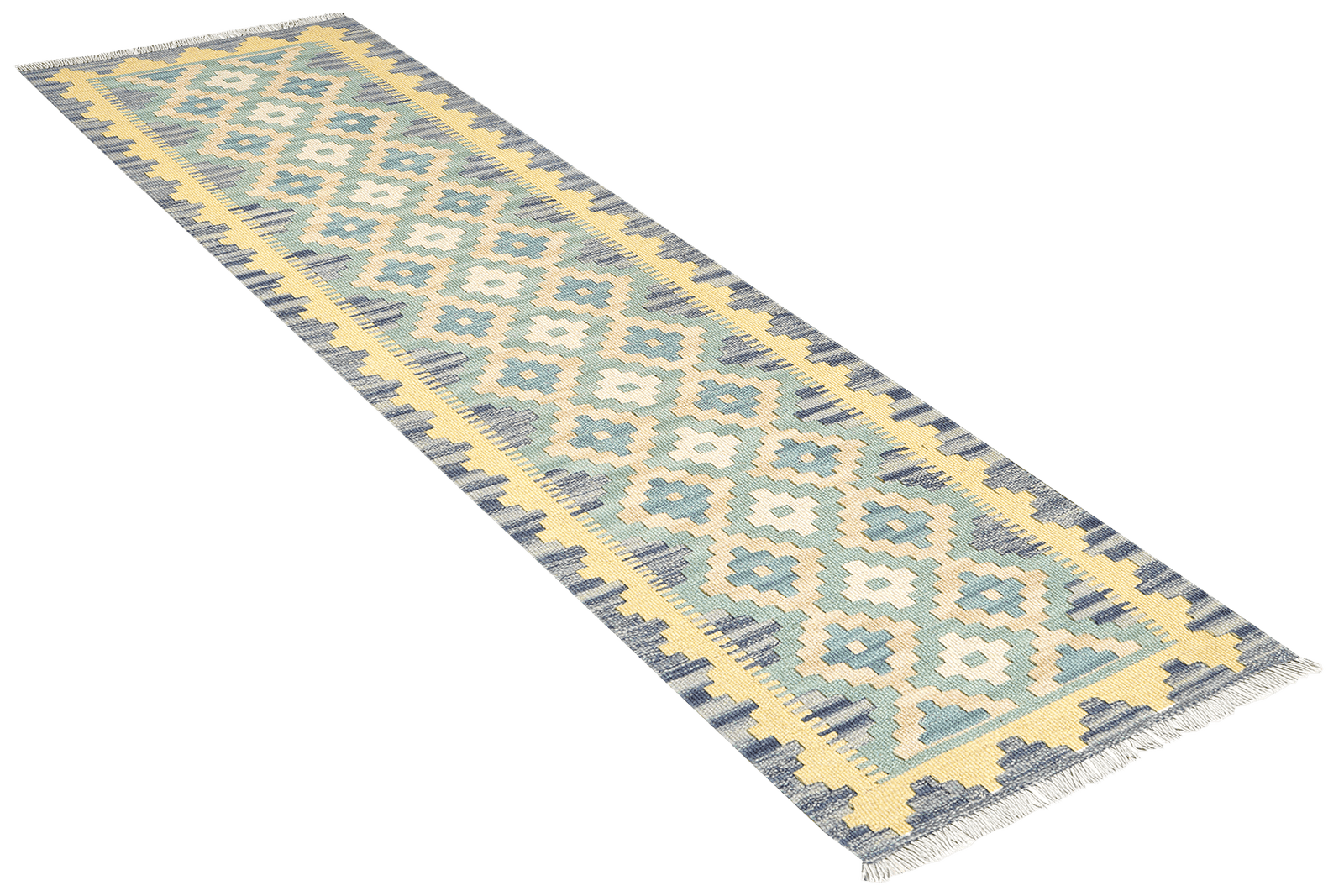 Kelim Gashgai — Handmade, 59x187 cm, Green, 100% Virgin Wool | View 4