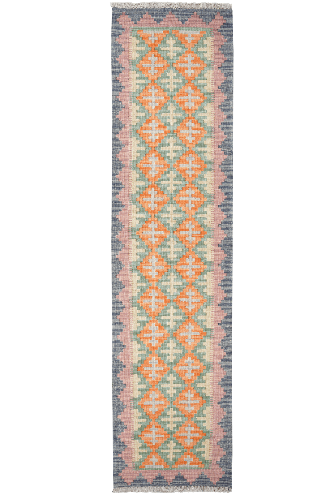 Kelim Gashgai — Handmade, 61x243 cm, Green, 100% Virgin Wool | Main view