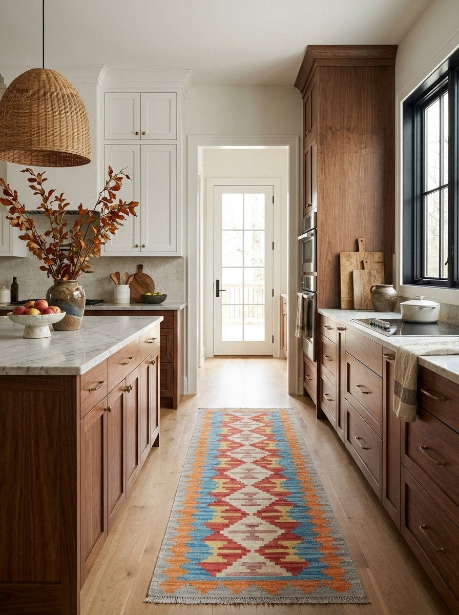 Kelim Gashgai — Handgefertigt, 189x59 cm, Bunt, 100% Virgin Wool | Back view