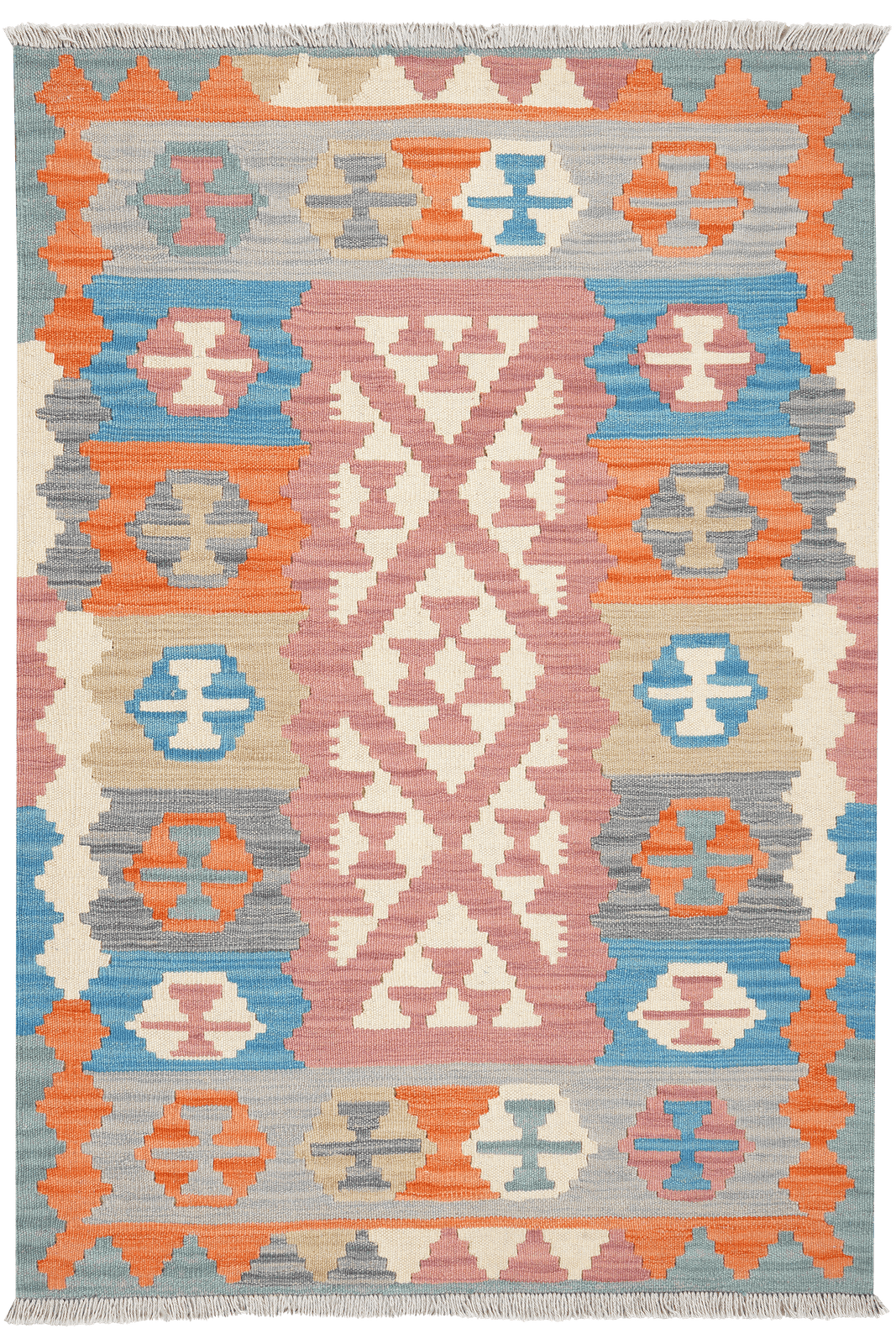 Kelim Gashgai — Handmade, 105x154 cm, Pink, 100% Virgin Wool | Main view