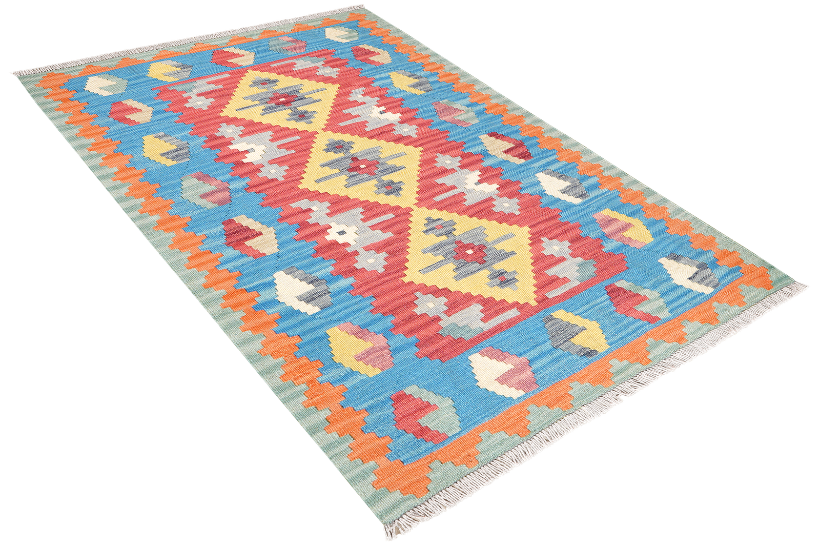 Kelim Gashgai — Handgefertigt, 148x104 cm, Blau, 100% Virgin Wool | View 5