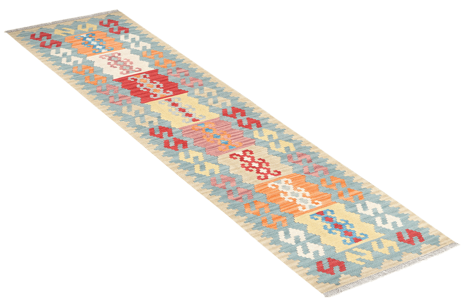 Kelim Gashgai — Handmade, 61x249 cm, Blue, 100% Virgin Wool | View 4