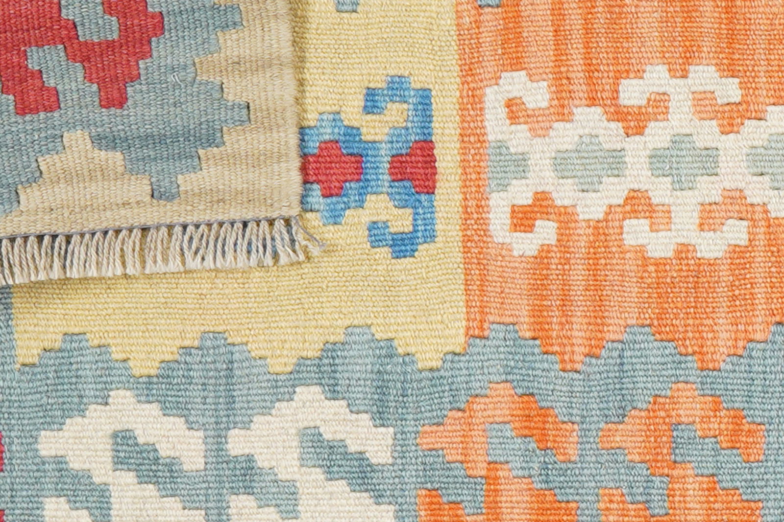 Kelim Gashgai — Handgefertigt, 249x61 cm, Blau, 100% Virgin Wool | View 7