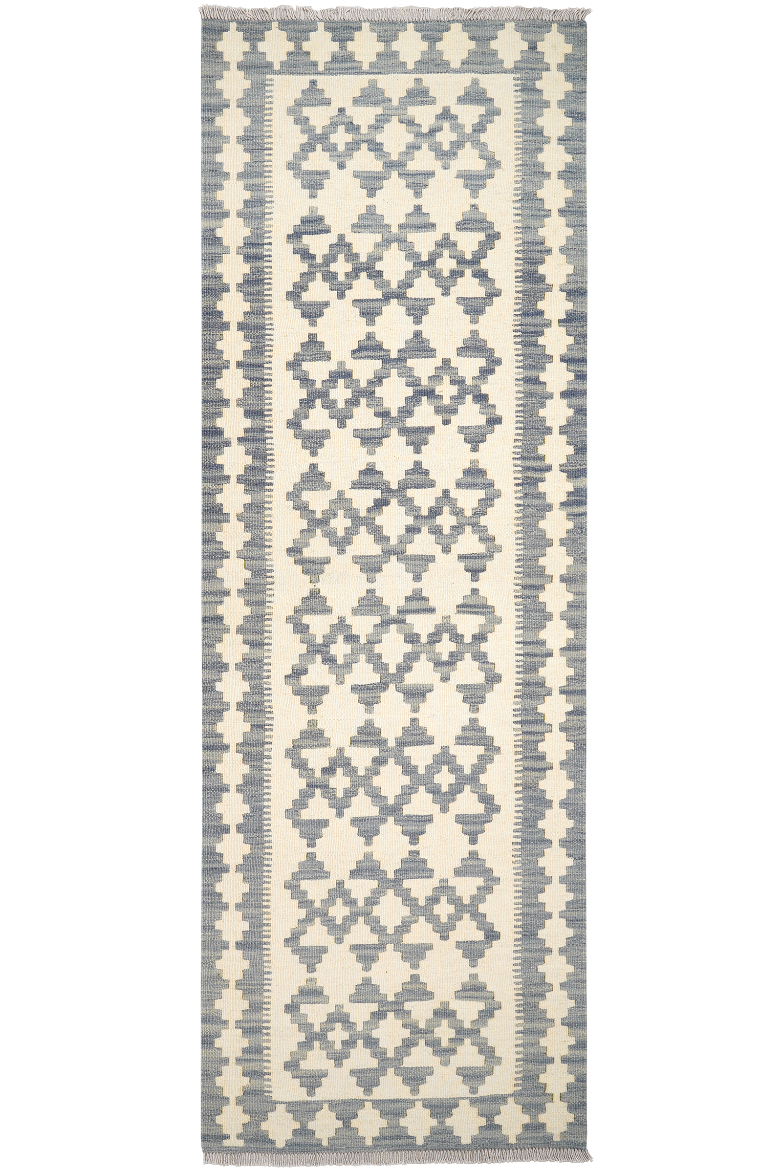 Kelim Gashgai — Handgefertigt, 254x84 cm, Grau, 100% Virgin Wool | Main view