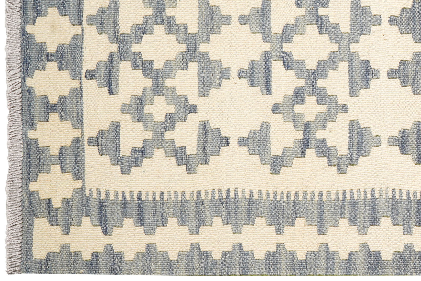 Kelim Gashgai — Handgefertigt, 257x84 cm, Grau, 100% Virgin Wool | View 4
