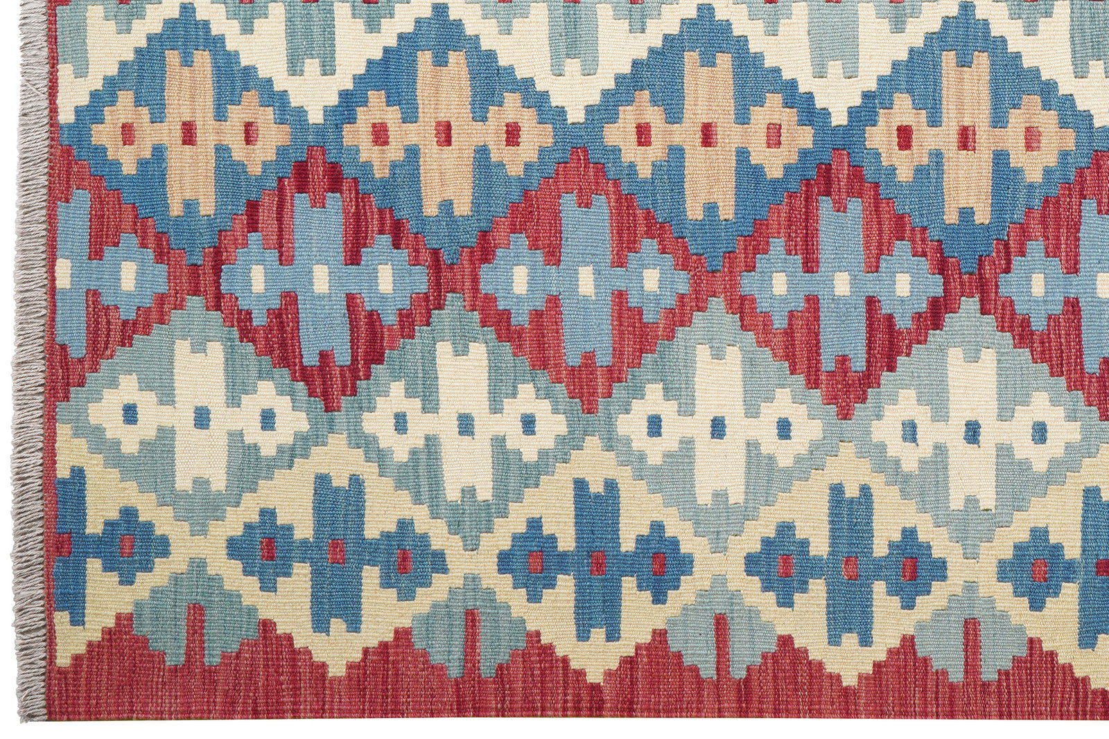Kelim Gashgai — Handgefertigt, 197x156 cm, Rot, 100% Virgin Wool | View 4