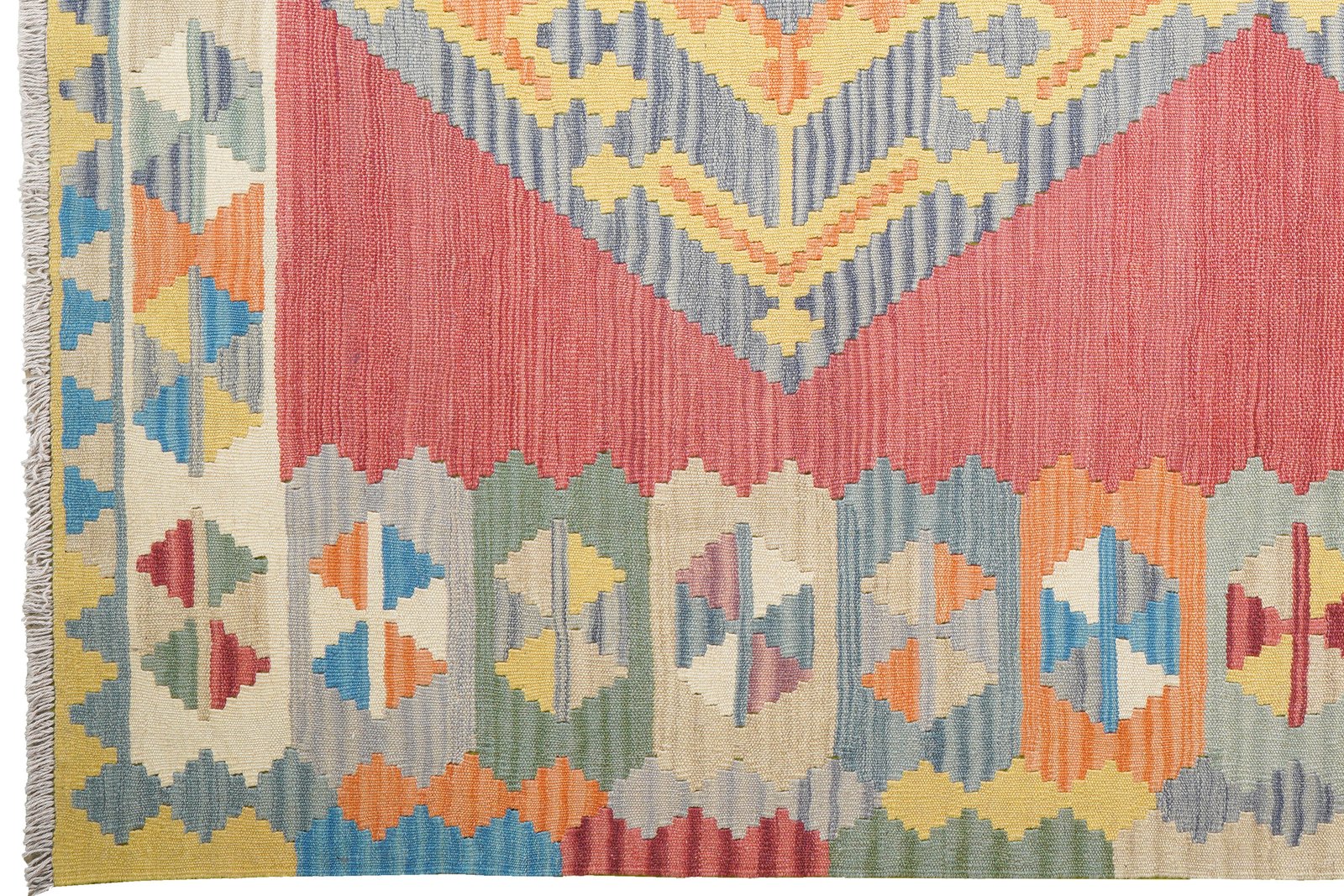 Kelim Gashgai — Handmade, 174x242 cm, Red, 100% Virgin Wool | View 3