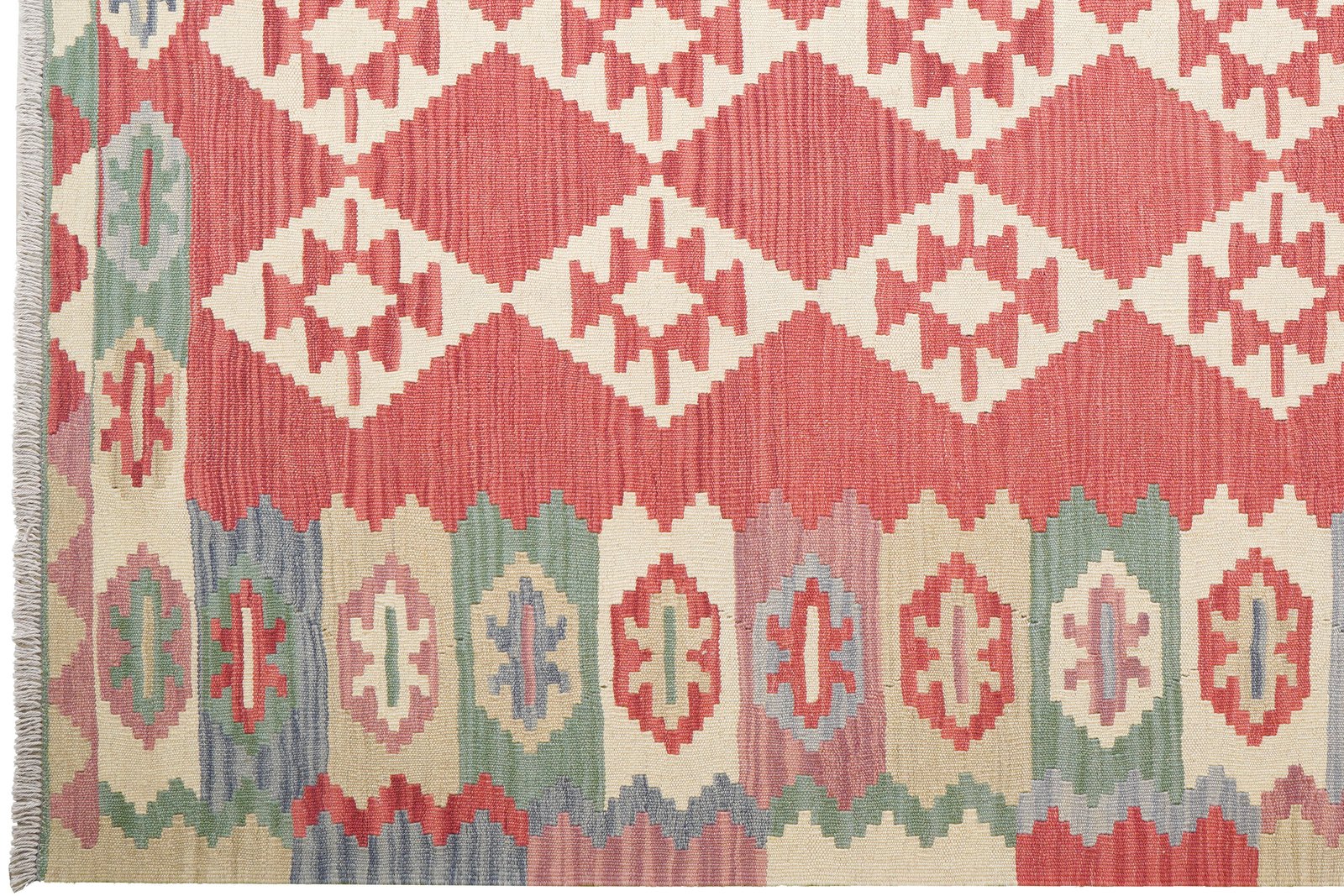 Kelim Gashgai — Handmade, 180x238 cm, Red, 100% Virgin Wool | View 3