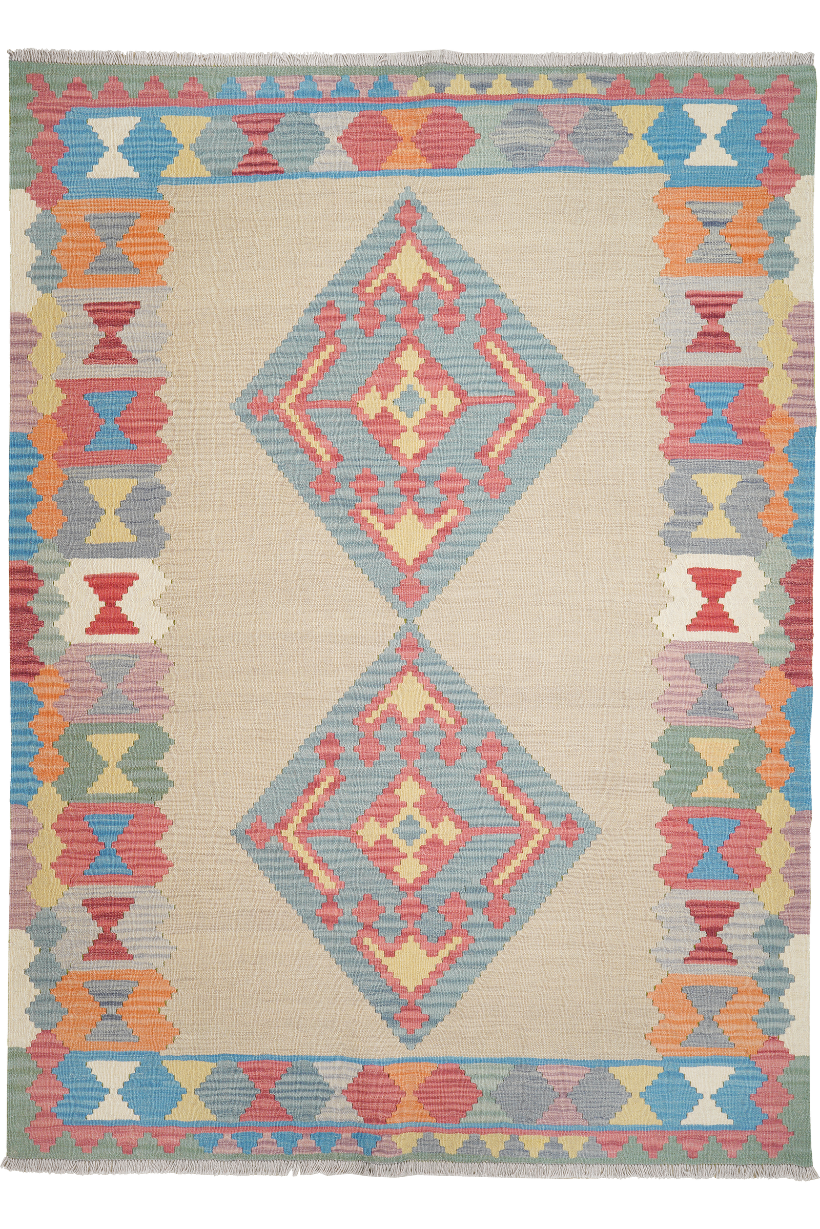 Kelim Gashgai — Handgefertigt, 243x175 cm, Bunt, 100% Virgin Wool | Main view