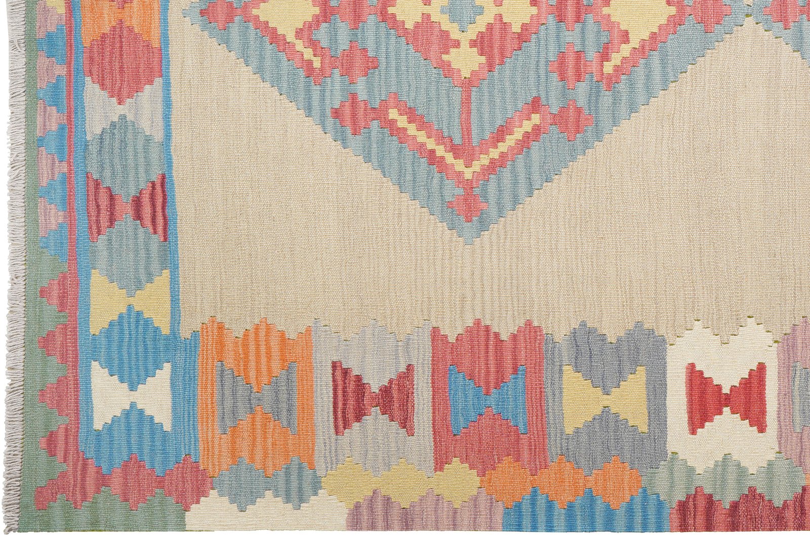 Kelim Gashgai — Handmade, 175x243 cm, Beige, 100% Virgin Wool | View 3