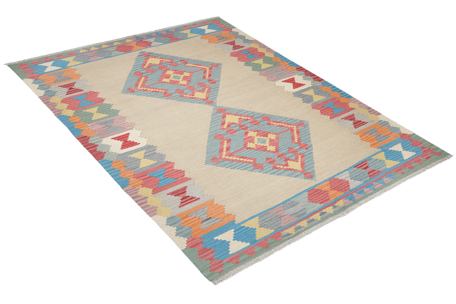 Kelim Gashgai — Handmade, 175x243 cm, Beige, 100% Virgin Wool | View 4