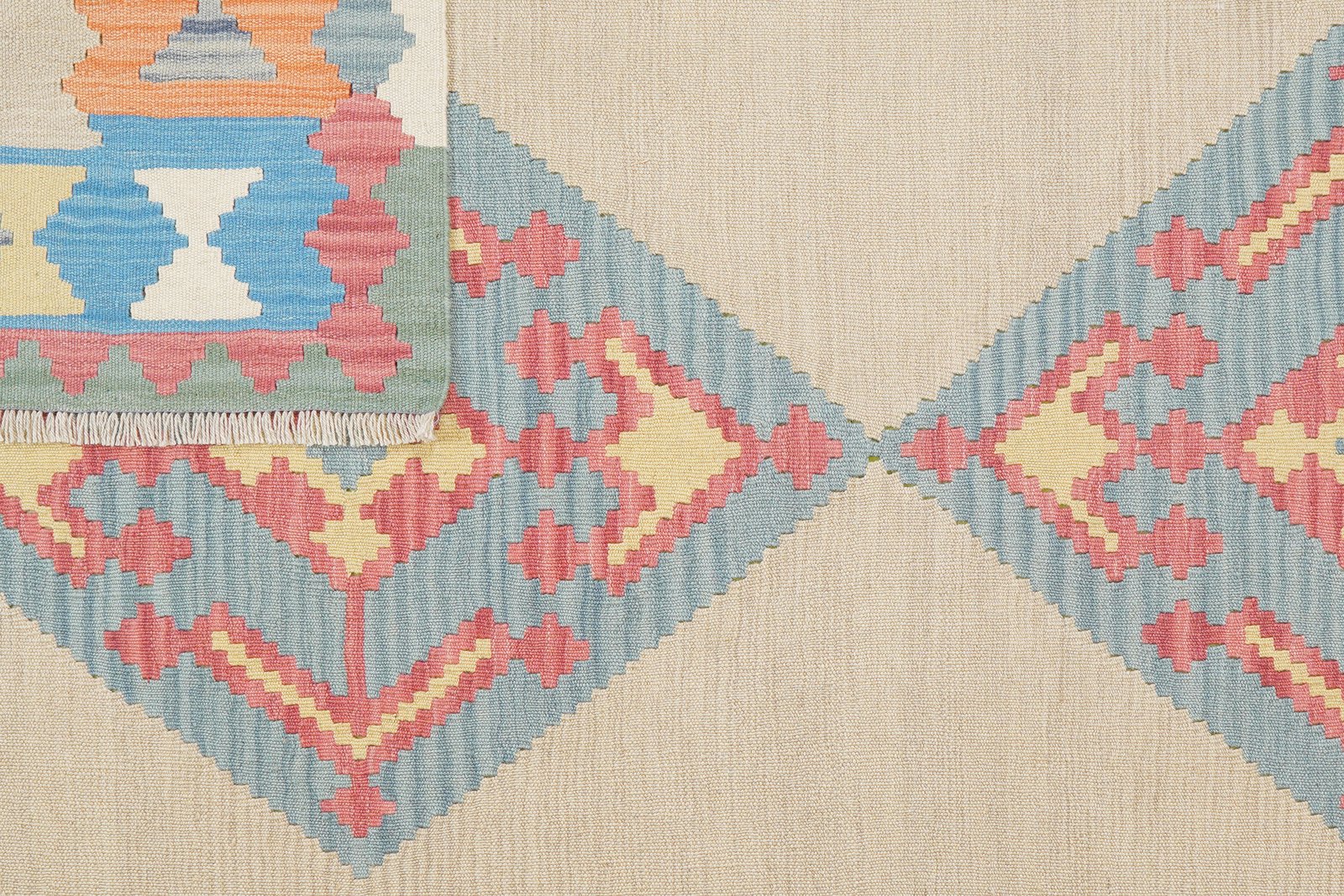 Kelim Gashgai — Handmade, 175x243 cm, Beige, 100% Virgin Wool | View 6