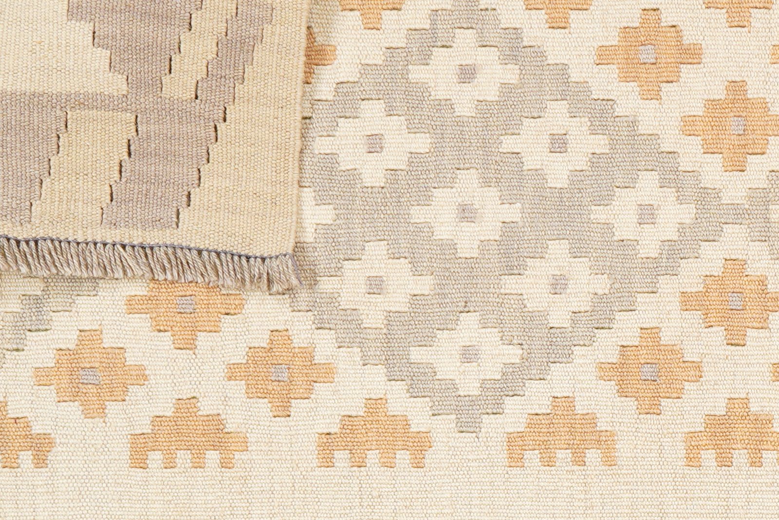 Kelim Gashgai — Handmade, 84x197 cm, Beige, 100% Virgin Wool | View 6