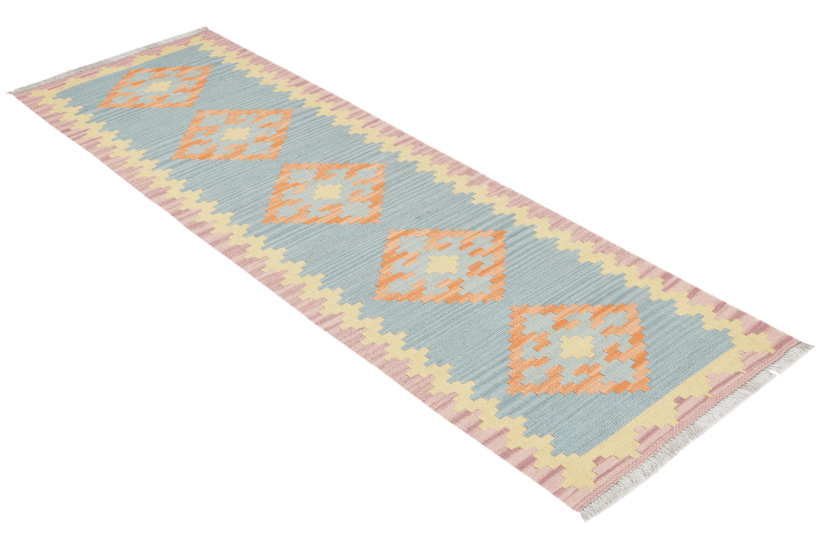 Kelim Gashgai — Handmade, 57x194 cm, Blue, 100% Virgin Wool | View 4