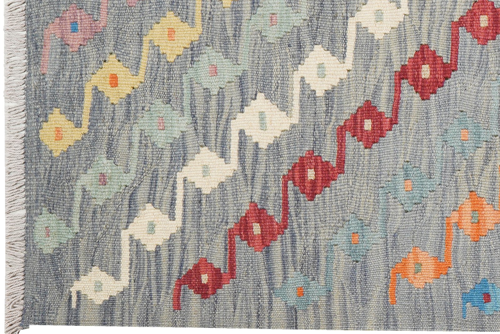 Kelim Gashgai — Handmade, 85x192 cm, Grey, 100% Virgin Wool | View 3