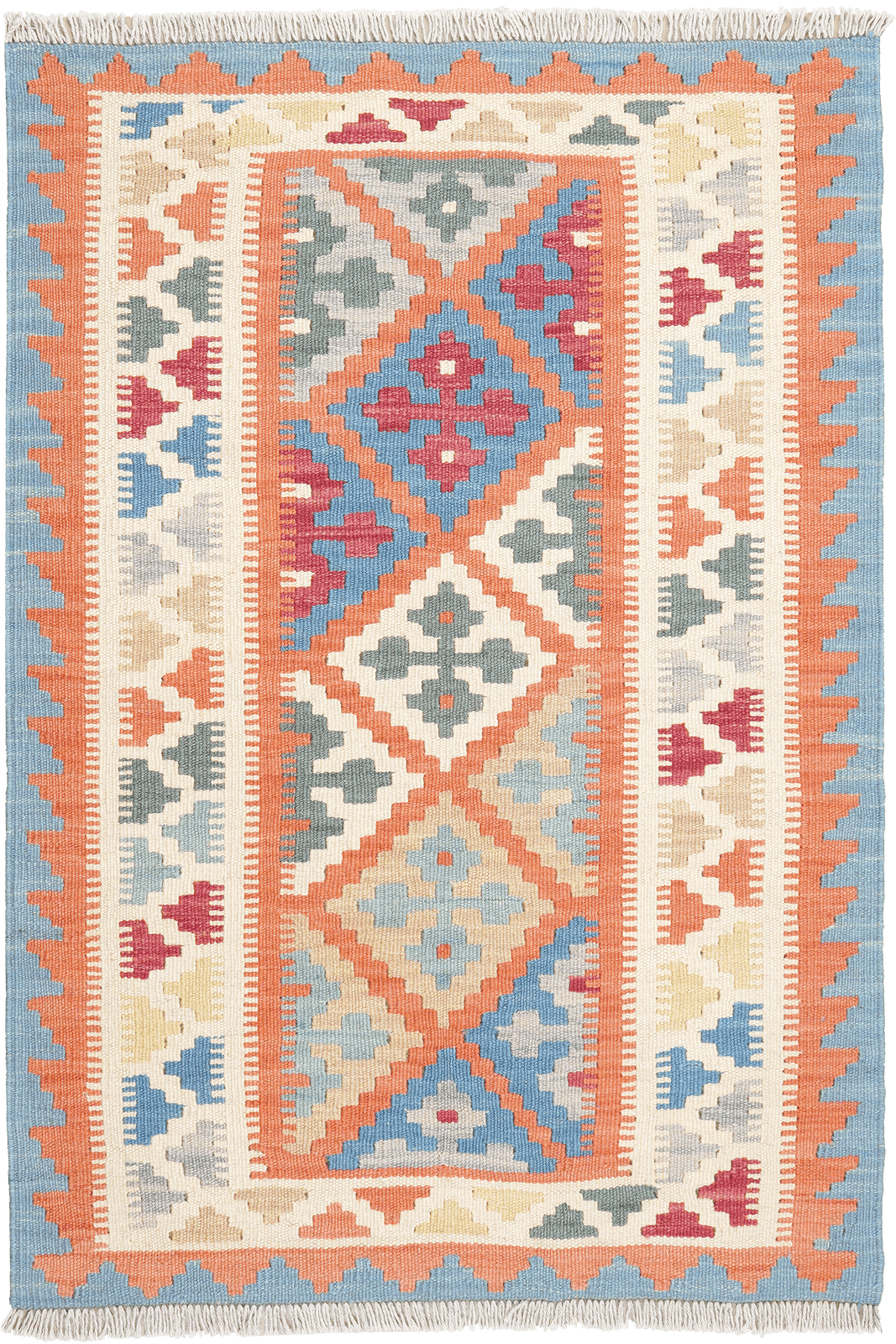 Kelim Gashgai — Handmade, 82x119 cm, Orange, 100% Virgin Wool | Main view