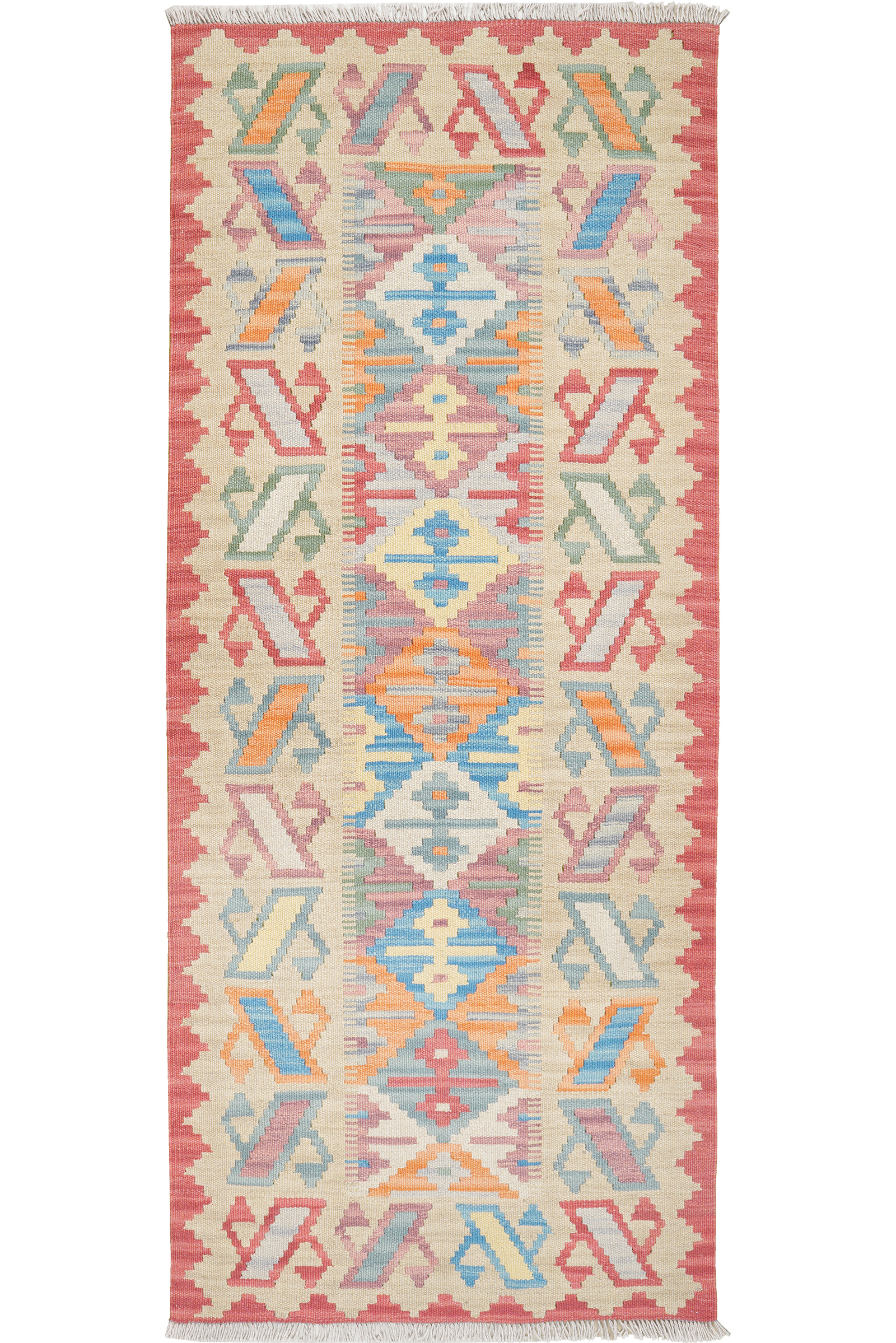 Kelim Gashgai — Handgefertigt, 207x86 cm, Beige, 100% Virgin Wool | Main view