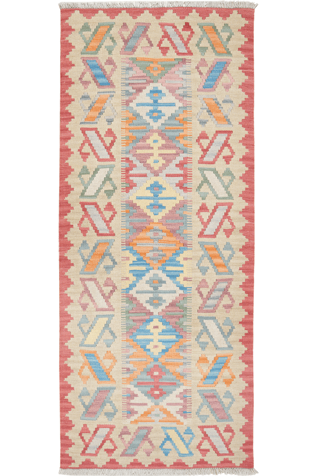 Kelim Gashgai — Handmade, 86x207 cm, Beige, 100% Virgin Wool | Main view