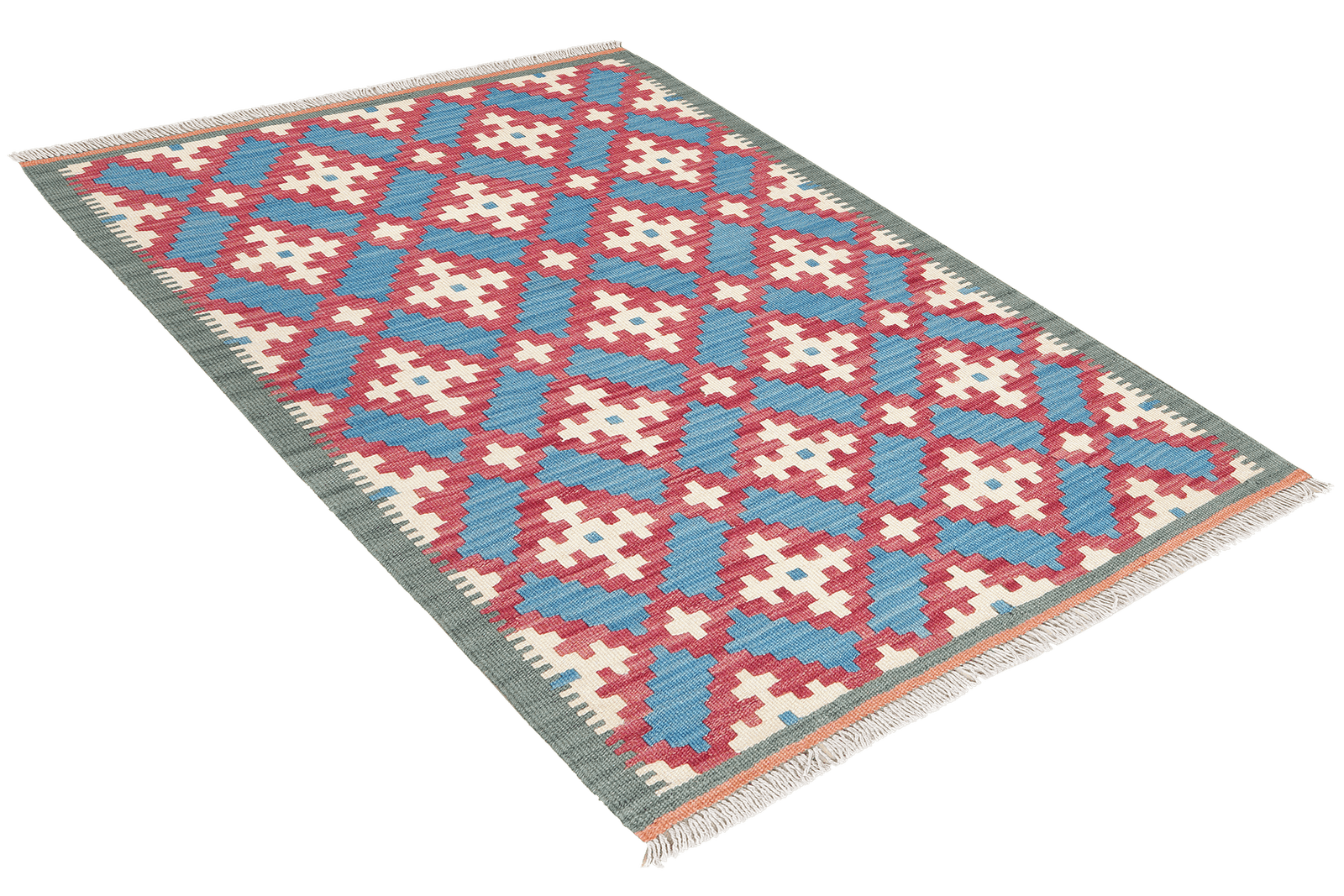 Kelim Gashgai — Handmade, 85x128 cm, Blue, 100% Virgin Wool | View 4