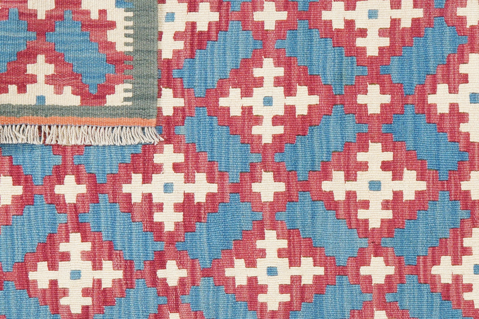 Kelim Gashgai — Handgefertigt, 128x85 cm, Grün, 100% Virgin Wool | View 7