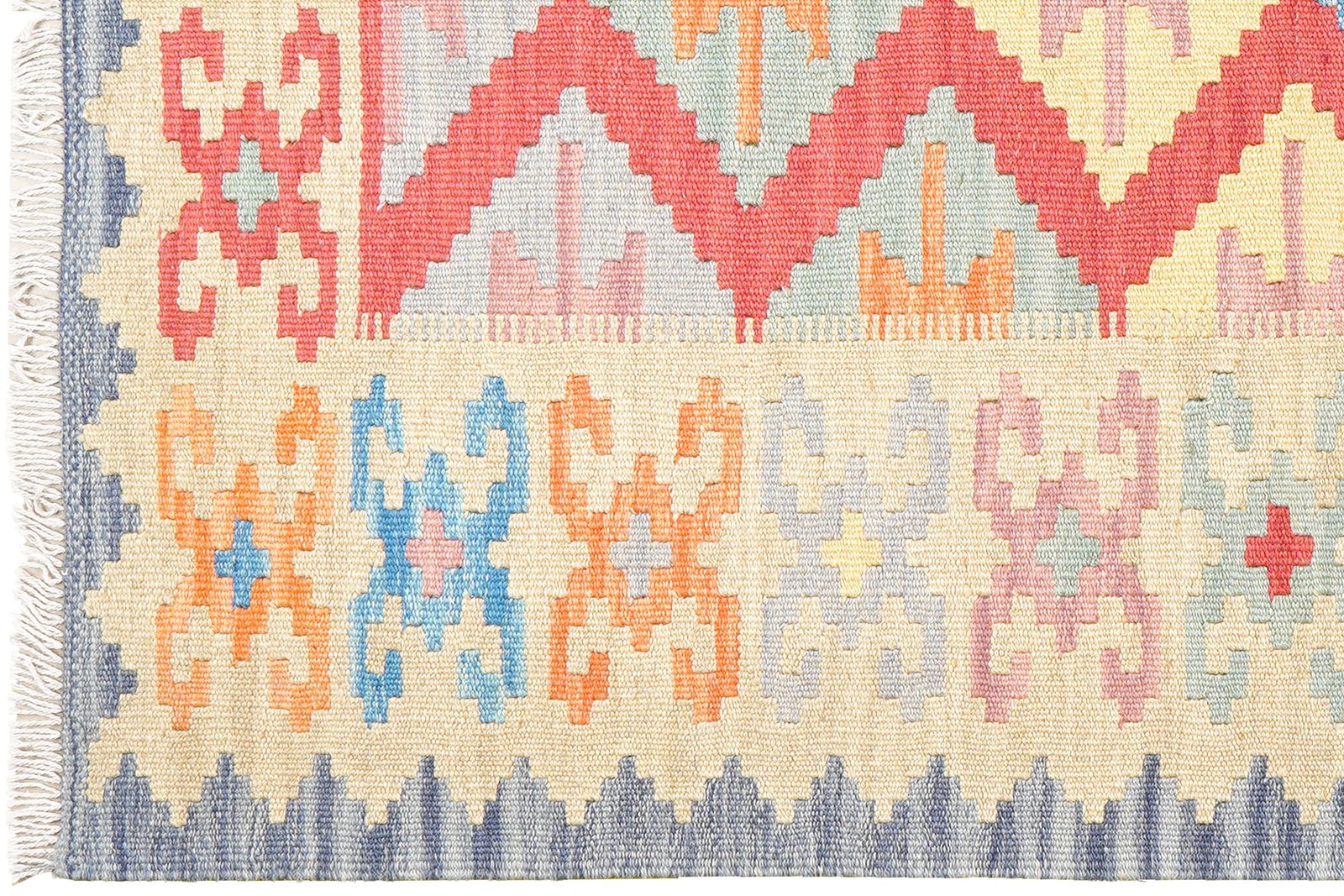 Kelim Gashgai — Handmade, 101x145 cm, Red, 100% Virgin Wool | View 3