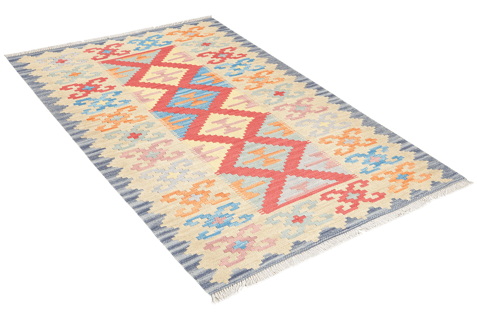 Kelim Gashgai — Handmade, 101x145 cm, Red, 100% Virgin Wool | View 4