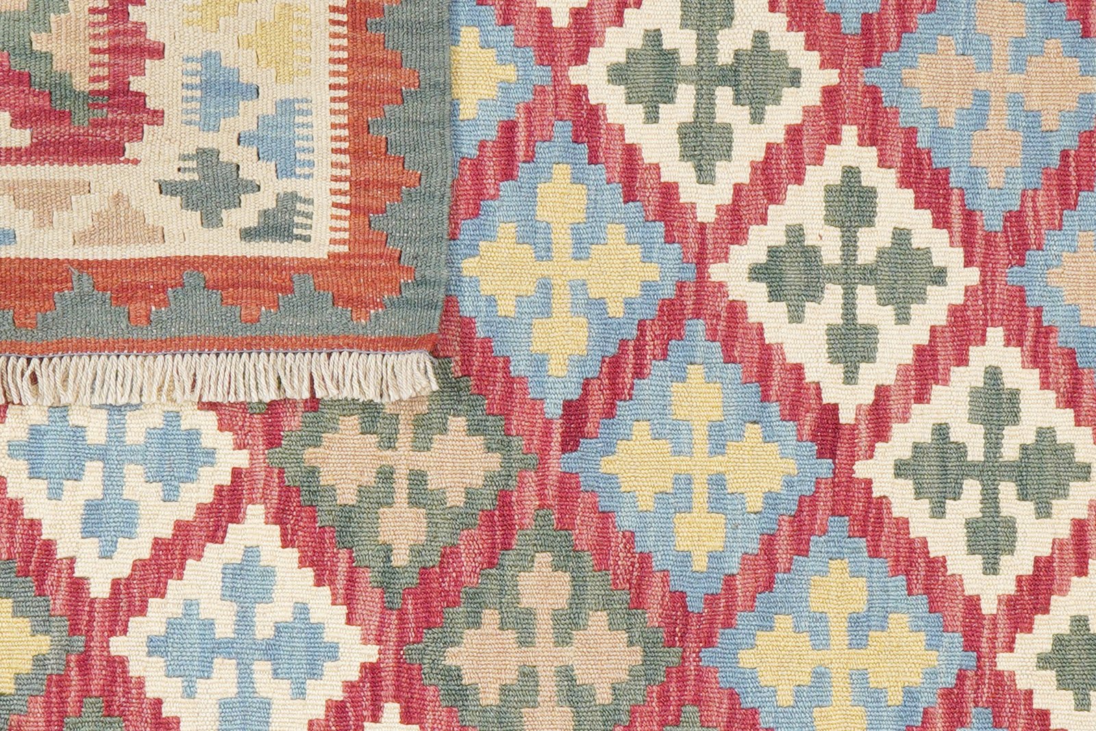 Kelim Gashgai — Handmade, 108x147 cm, Red, 100% Virgin Wool | View 6