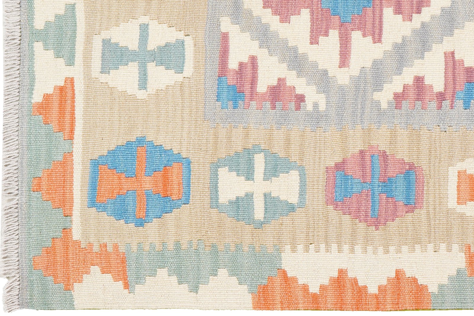 Kelim Gashgai — Handmade, 100x149 cm, Grey, 100% Virgin Wool | View 3