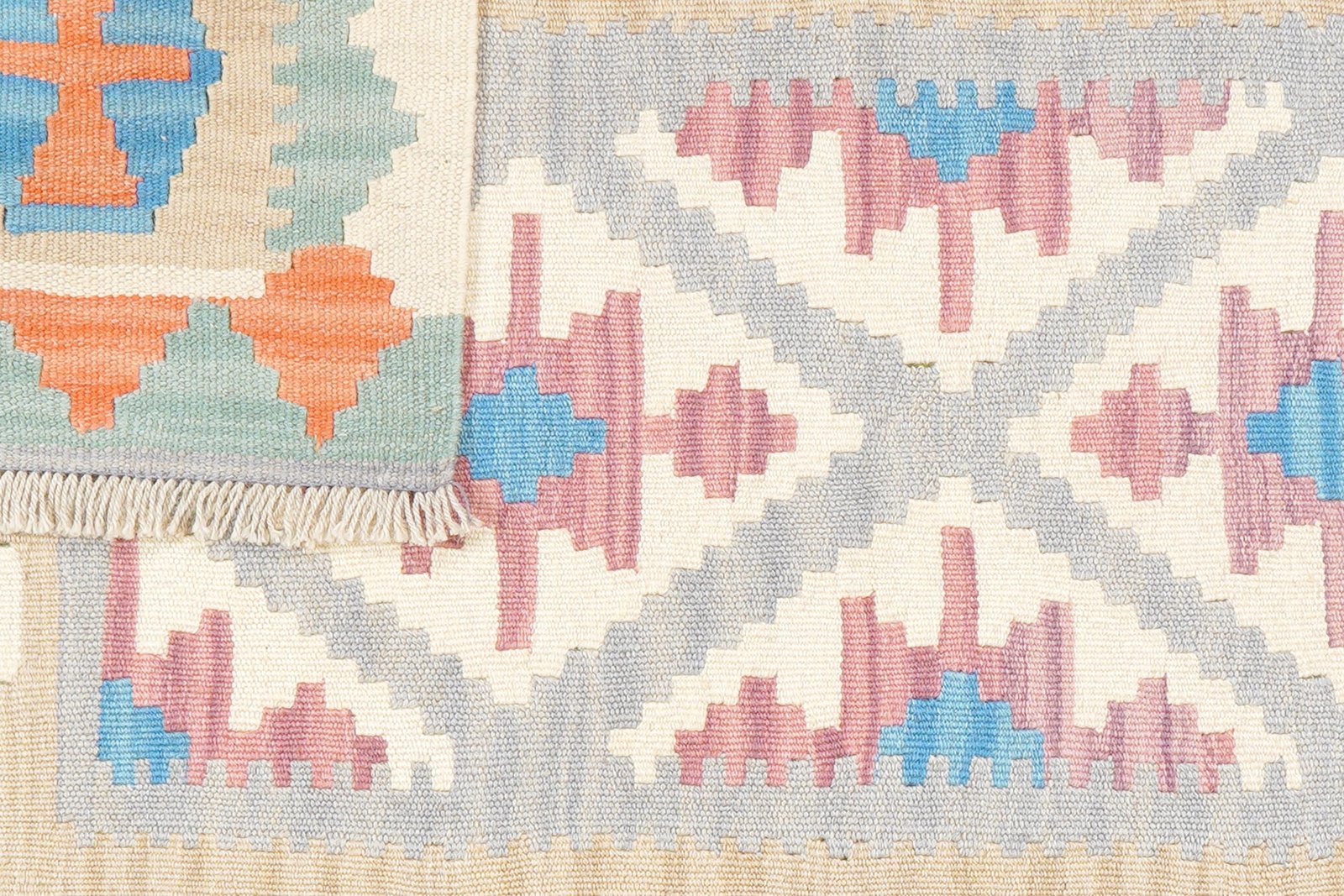 Kelim Gashgai — Handmade, 100x149 cm, Grey, 100% Virgin Wool | View 6