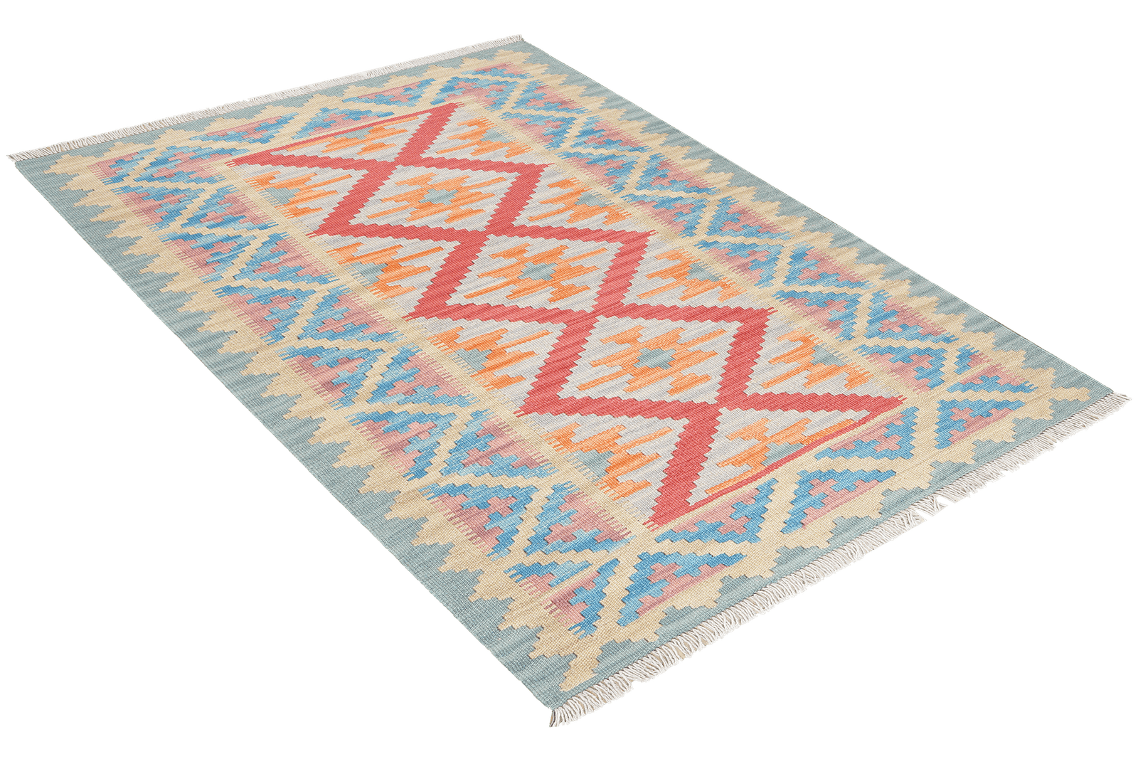 Kelim Gashgai — Handmade, 101x147 cm, Red, 100% Virgin Wool | View 4