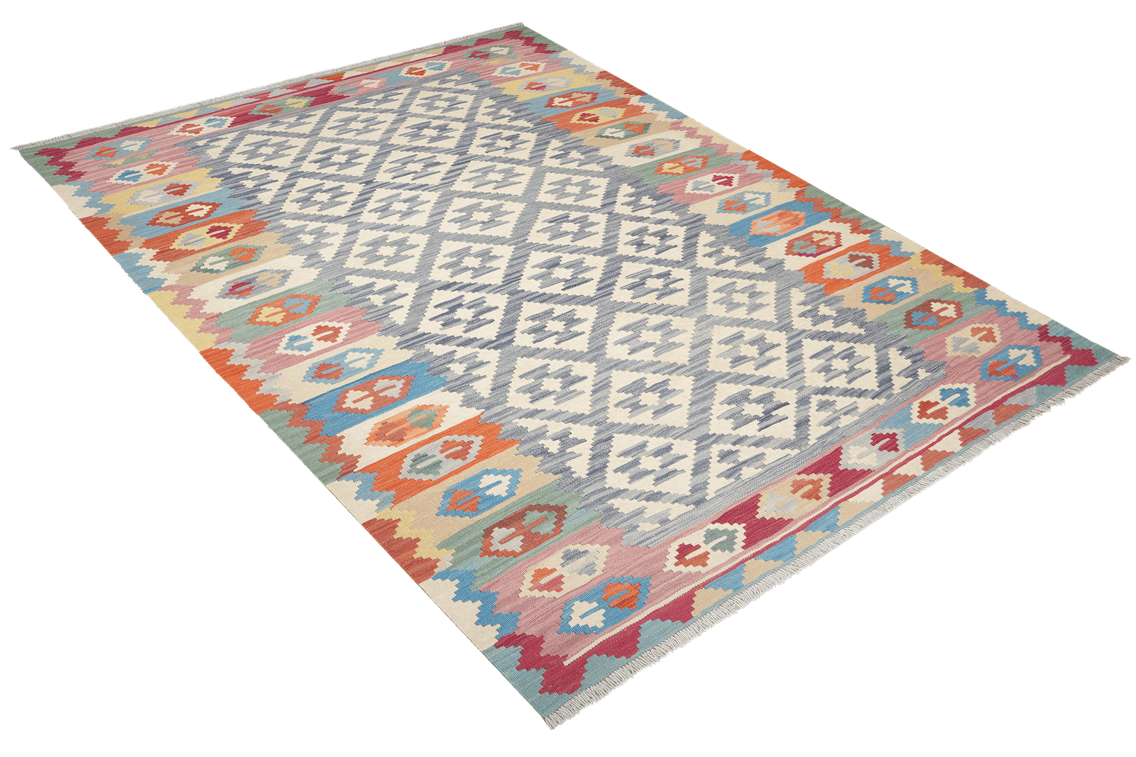 Kelim Gashgai — Handmade, 178x258 cm, Blue, 100% Virgin Wool | View 4