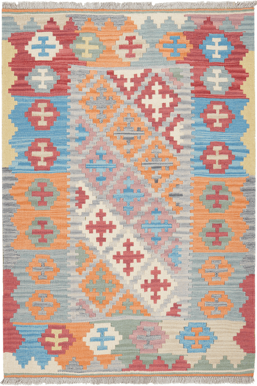 Kelim Gashgai — Handmade, 104x154 cm, Grey, 100% Virgin Wool | Main view