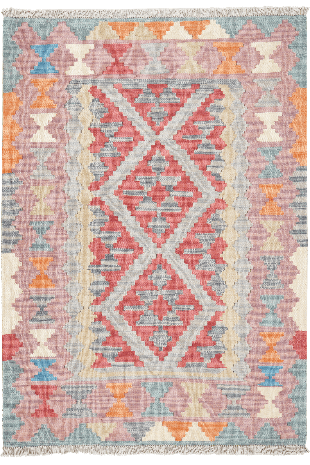 Kelim Gashgai — Handmade, 102x145 cm, Grey, 100% Virgin Wool | Main view