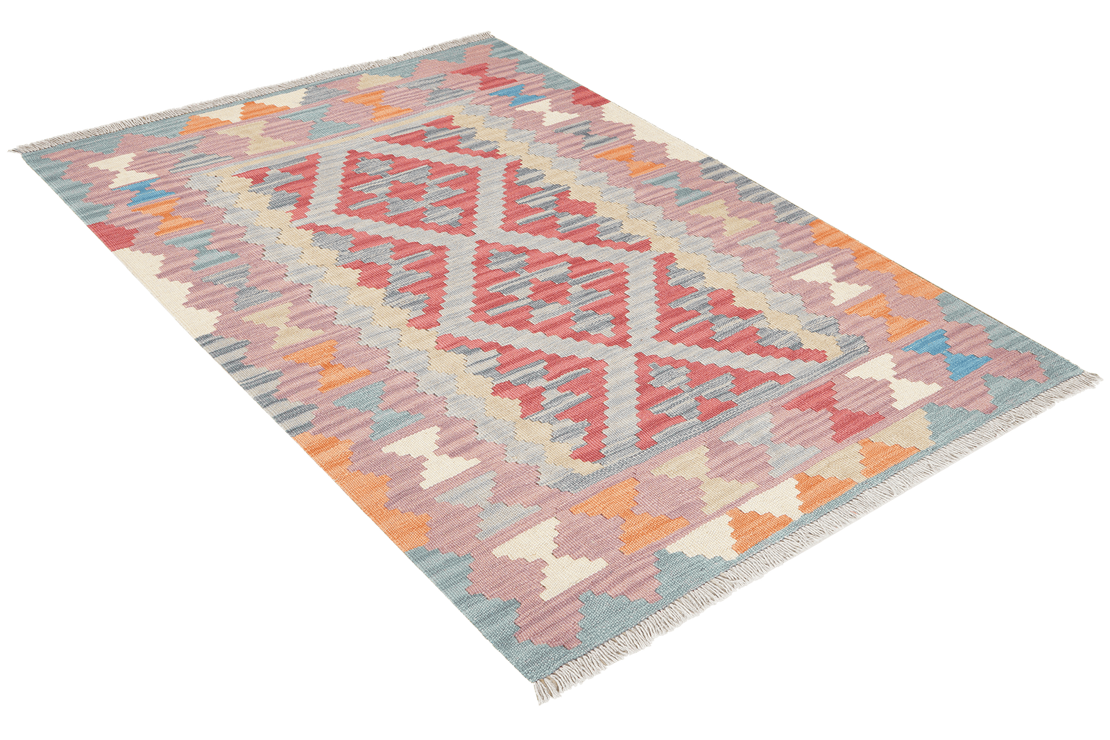Kelim Gashgai — Handmade, 102x145 cm, Grey, 100% Virgin Wool | View 4