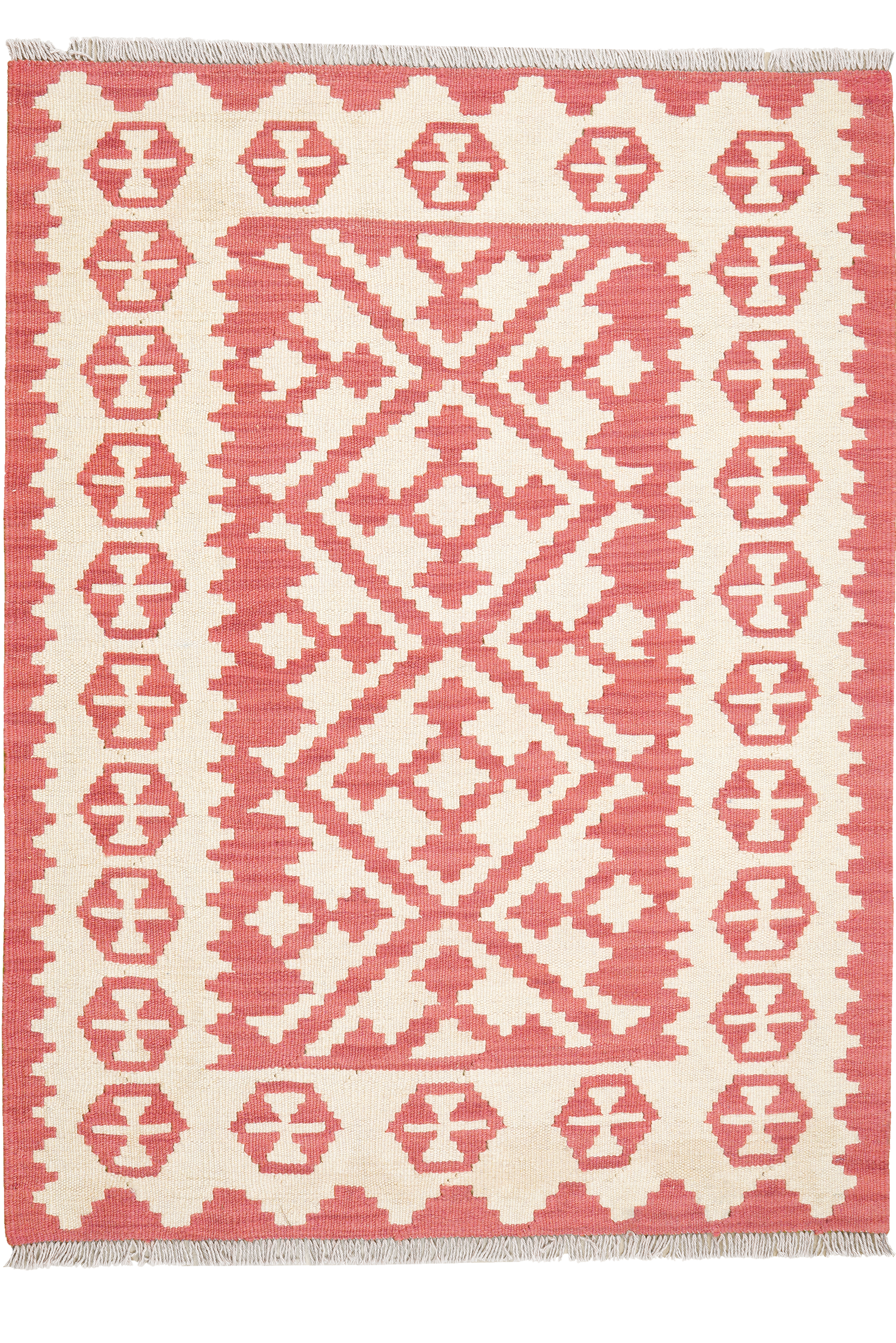 Kelim Gashgai — Handgefertigt, 142x106 cm, Beige, 100% Virgin Wool | Main view