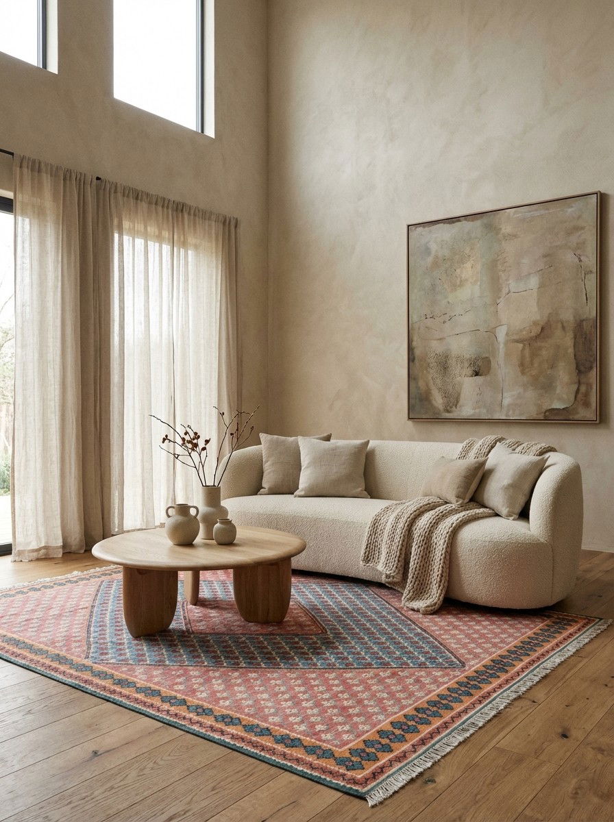 Kelim Senneh — Handgefertigt, 191x160 cm, Bunt, 100% Virgin Wool | Detail view