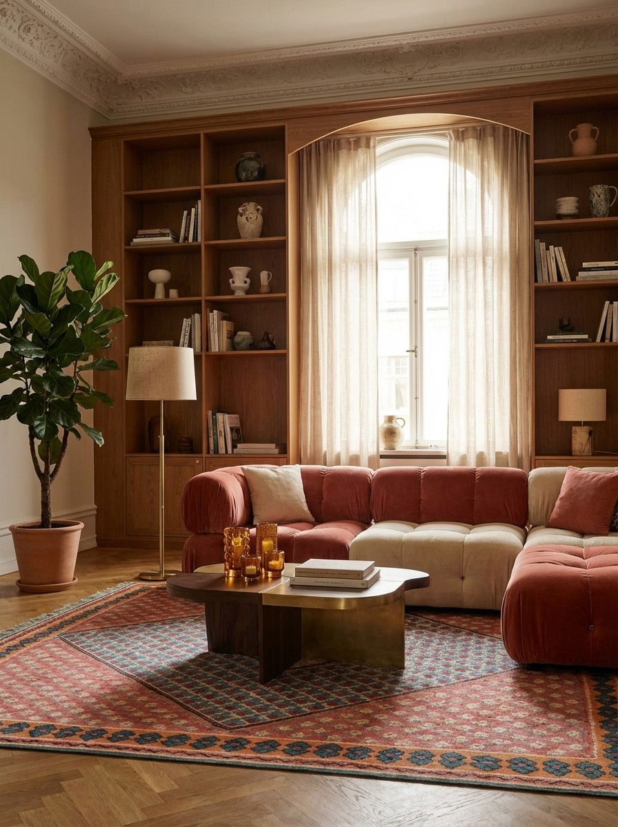 Kelim Senneh — Handgefertigt, 191x160 cm, Bunt, 100% Virgin Wool | Back view