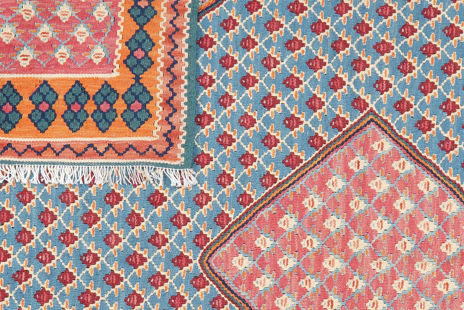 Kelim Senneh — Handmade, 160x191 cm, Blue, 100% Virgin Wool | View 6