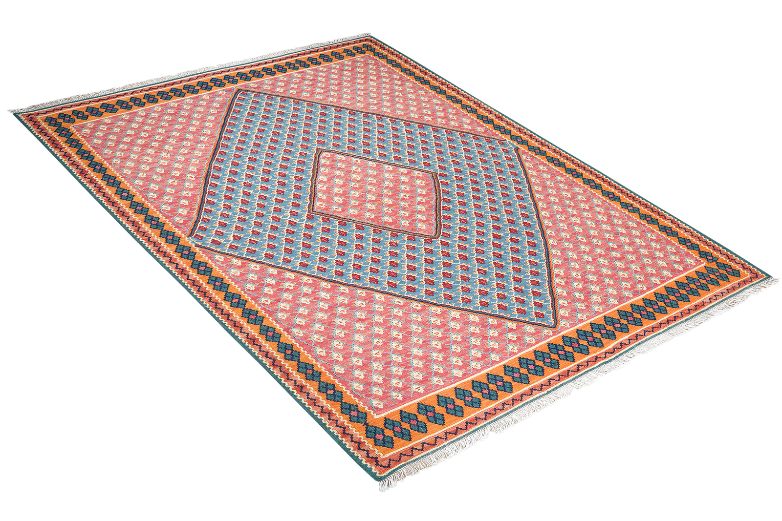 Kelim Senneh — Handgefertigt, 191x160 cm, Bunt, 100% Virgin Wool | View 5