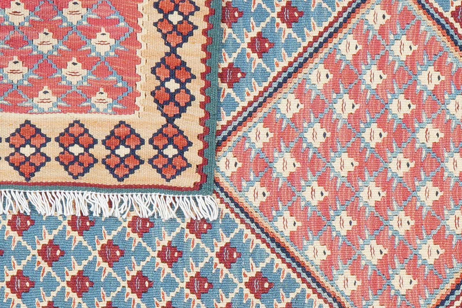 Kelim Senneh — Handmade, 105x148 cm, Blue, 100% Virgin Wool | View 6