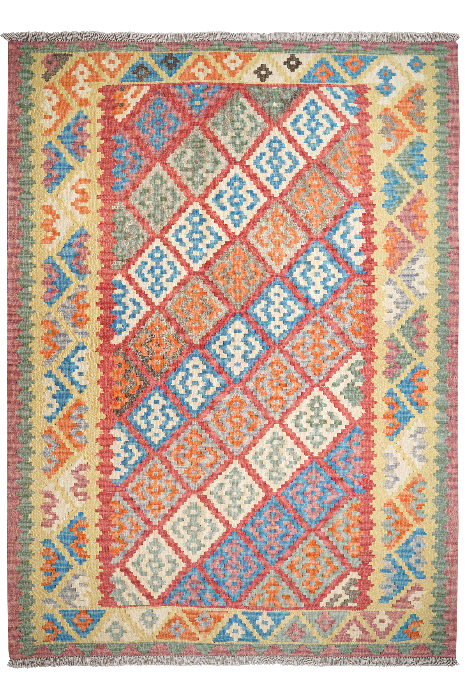 Kelim Gashgai — Handgefertigt, 253x182 cm, Gelb, 100% Virgin Wool | Main view