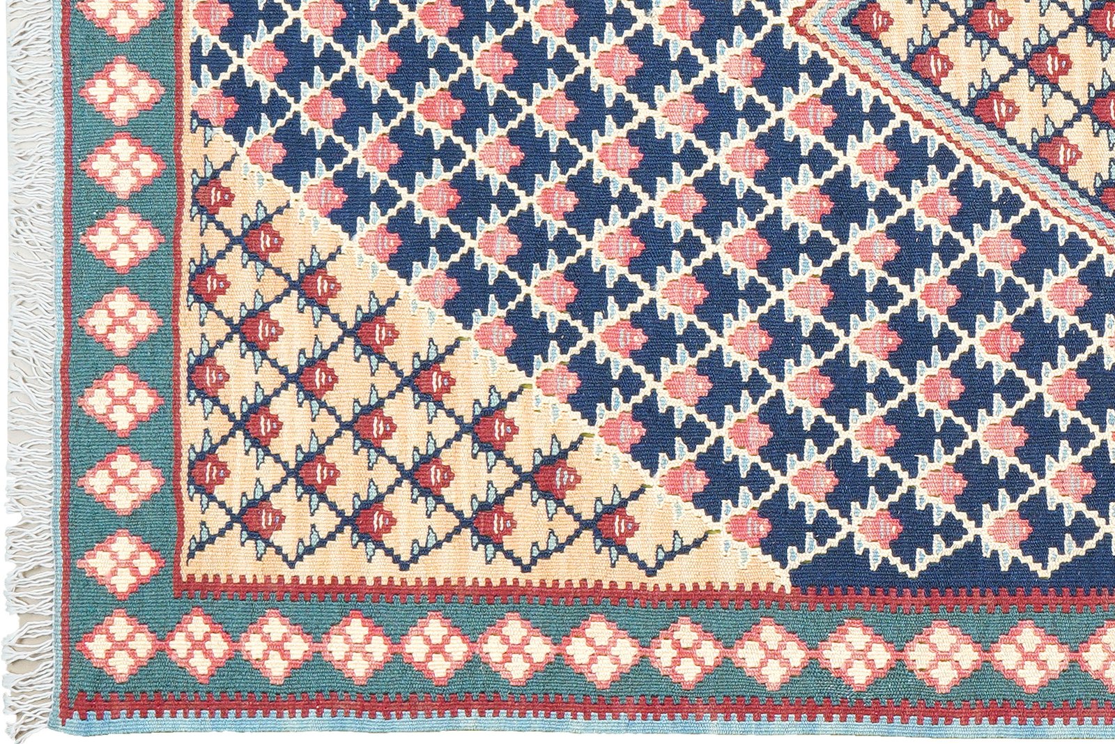 Kelim Senneh — Handmade, 99x159 cm, Blue, 100% Virgin Wool | View 3