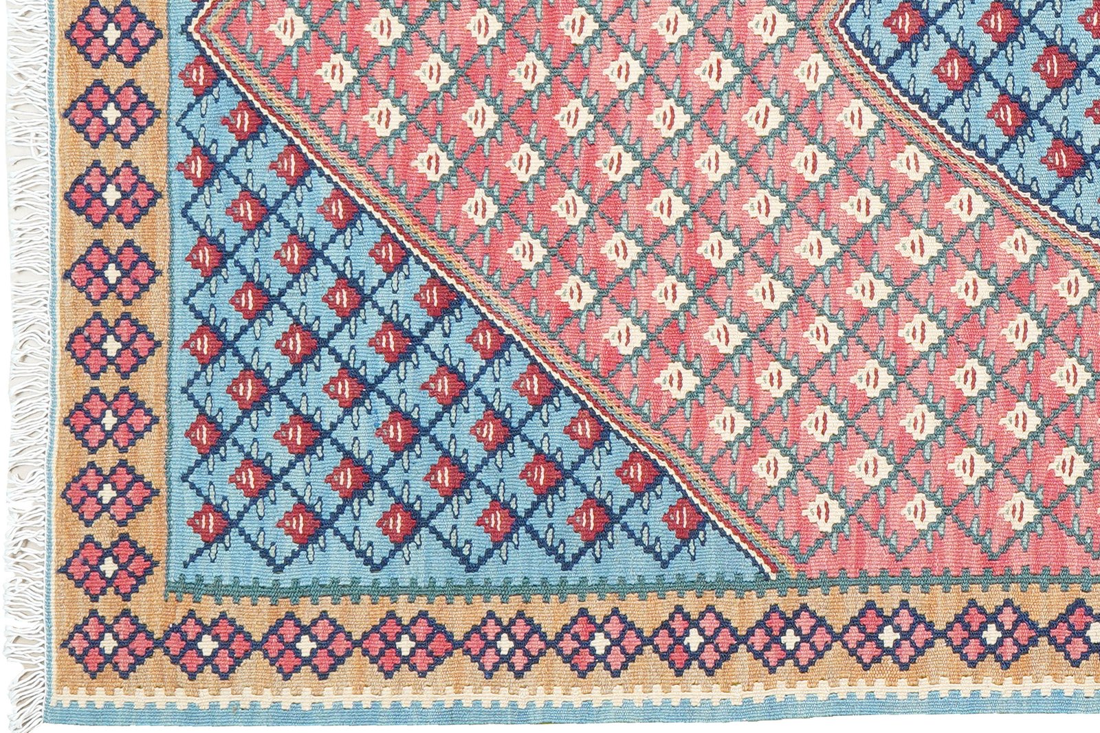 Kelim Senneh — Handmade, 100x153 cm, Blue, 100% Virgin Wool | View 3