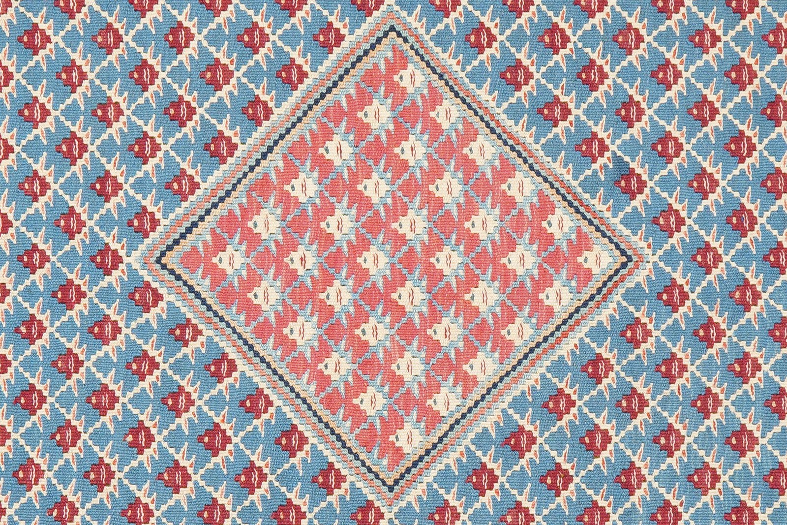 Kelim Senneh — Handmade, 107x155 cm, Blue, 100% Virgin Wool | View 5