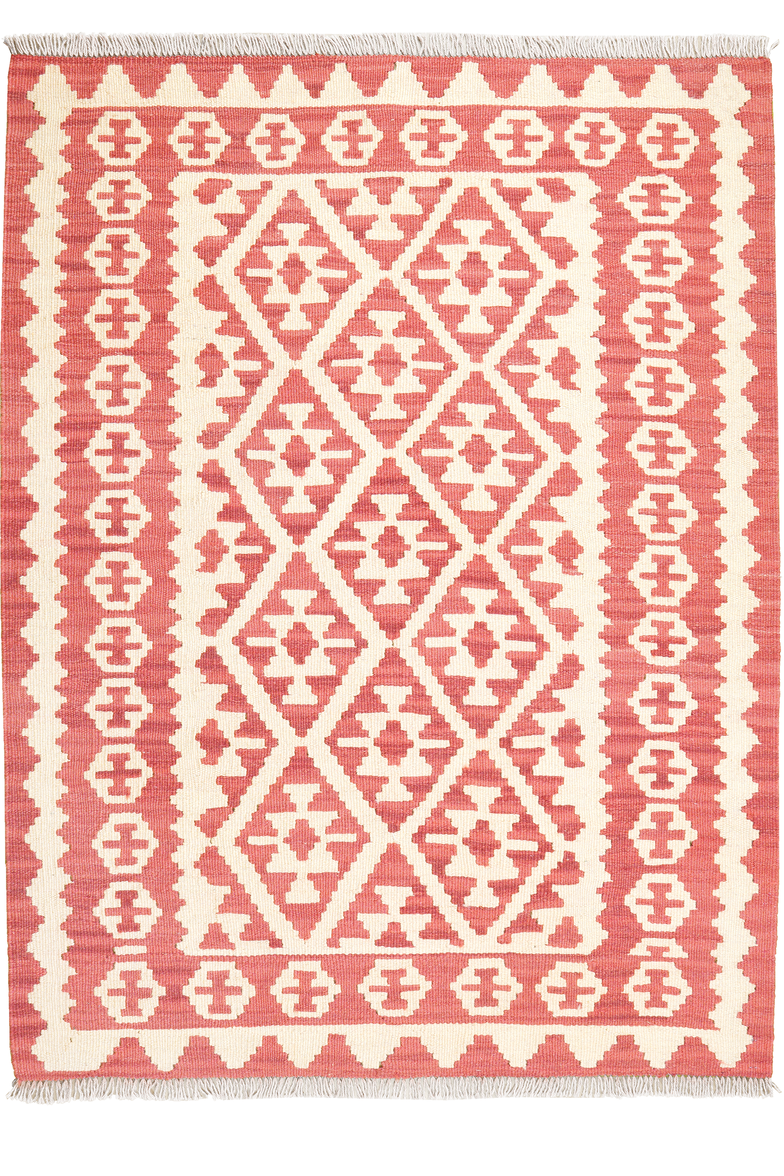 Kelim Gashgai — Handgefertigt, 145x108 cm, Beige, 100% Virgin Wool | Main view