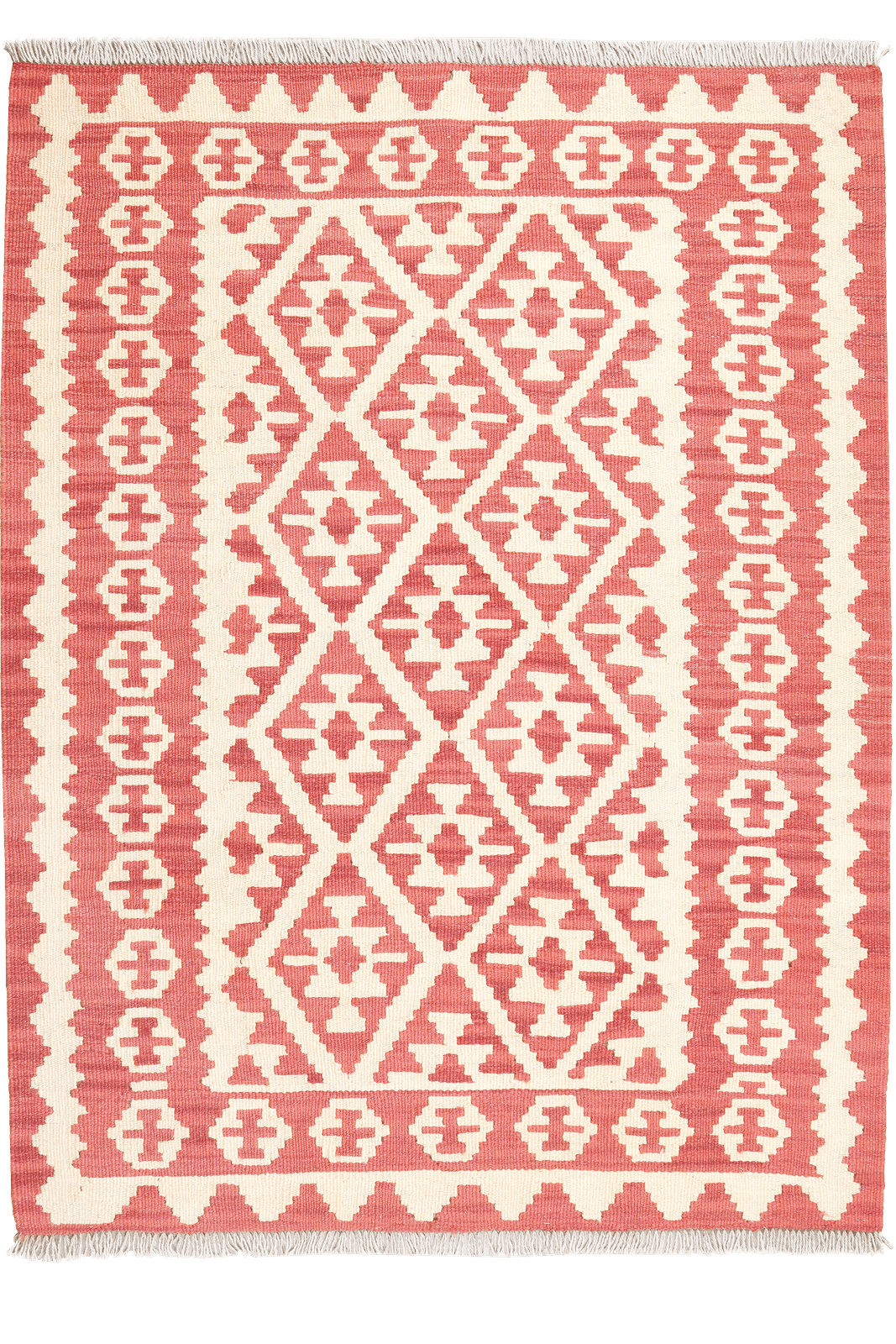 Kelim Gashgai — Handmade, 108x145 cm, Beige, 100% Virgin Wool | Main view