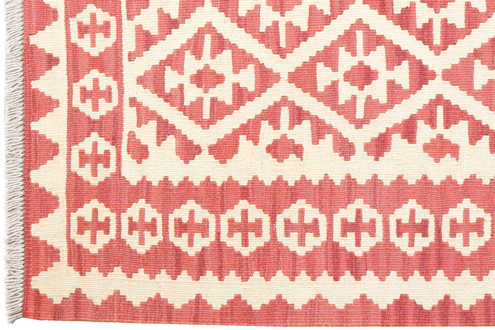 Kelim Gashgai — Handmade, 108x145 cm, Beige, 100% Virgin Wool | View 3